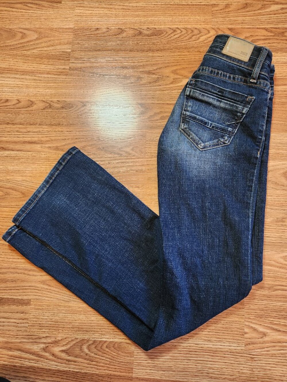BKE Stella Bootcut Jeans 23R Dark Wash Low Rise Western Denim Double Button
